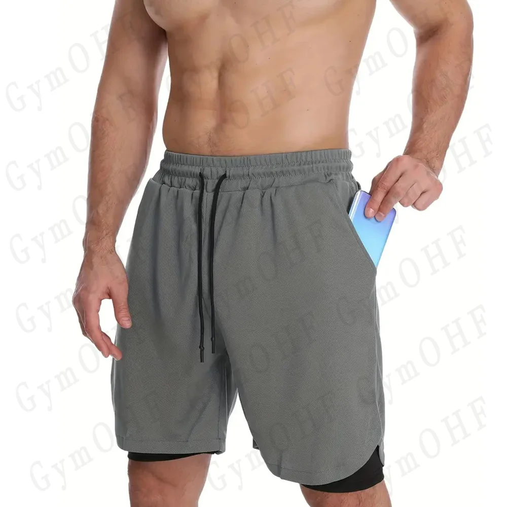 Men's Sports Shorts With Solid Color High Elasticity Breathable Sweat Absorption Heat Dissipation Running Bodybuilding Leggings