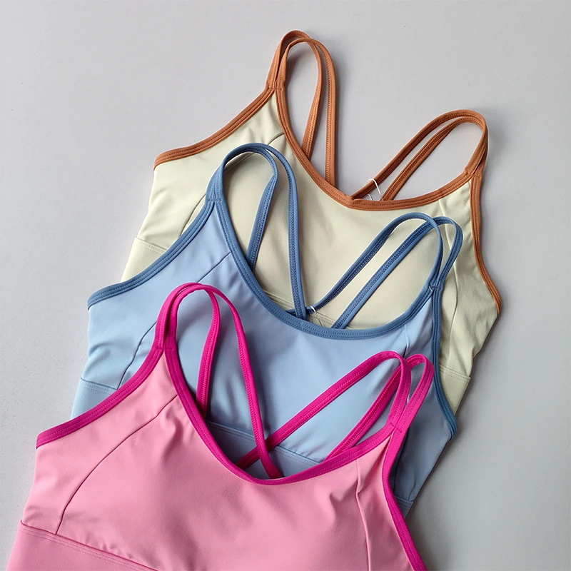 Contrasting Sports Underwear High-intensity Fitness Running Shock-proof Bra Integrated Style Anti-sagging Vest Fitness Bra