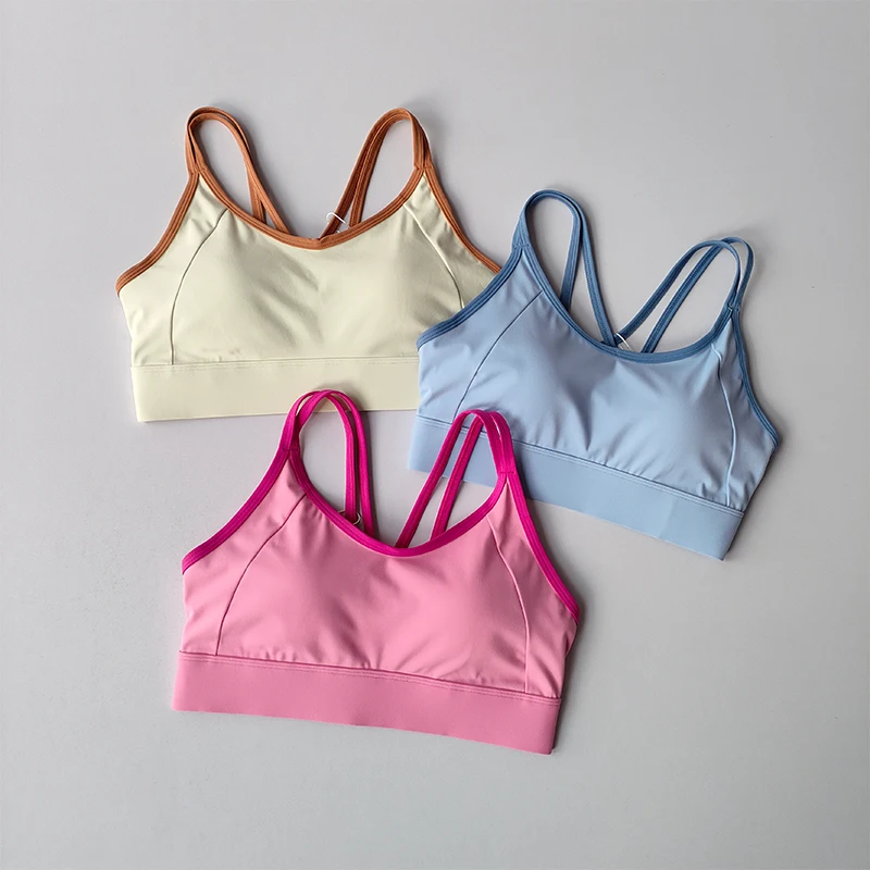 Contrasting Sports Underwear High-intensity Fitness Running Shock-proof Bra Integrated Style Anti-sagging Vest Fitness Bra