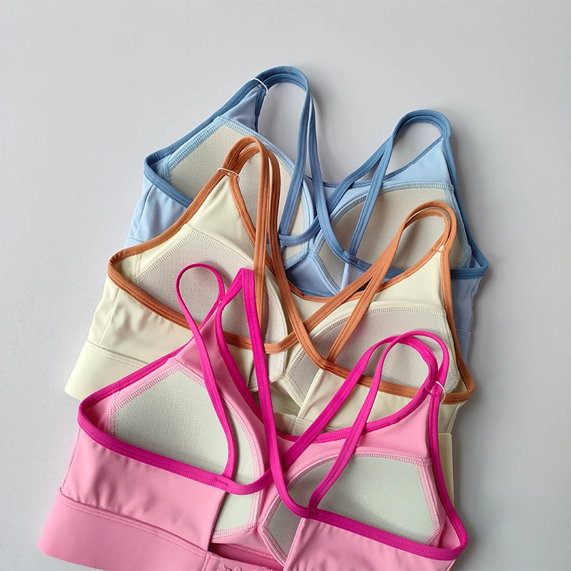 Contrasting Sports Underwear High-intensity Fitness Running Shock-proof Bra Integrated Style Anti-sagging Vest Fitness Bra