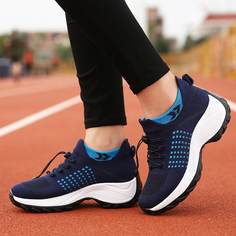 Women Walking Shoes Breathable Fly Weaving Sneakers Non Slip Casual Shoes 7 Color Size 35-45