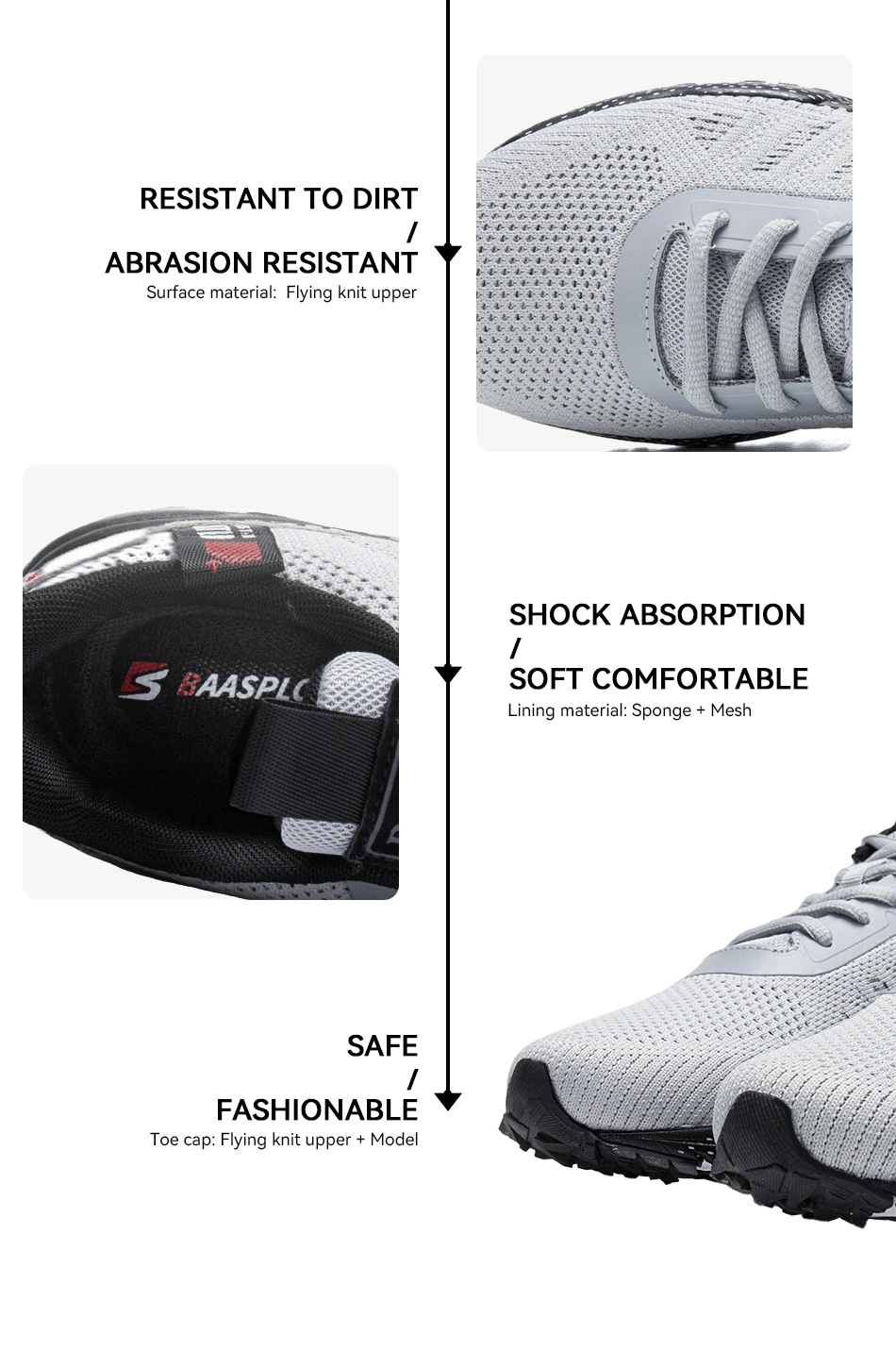 Baasploa Men Sneakers Outdoor Casual Lightweight Breathable Tennis Shoes Male Fashion Designer Mesh Professional Running Shoes