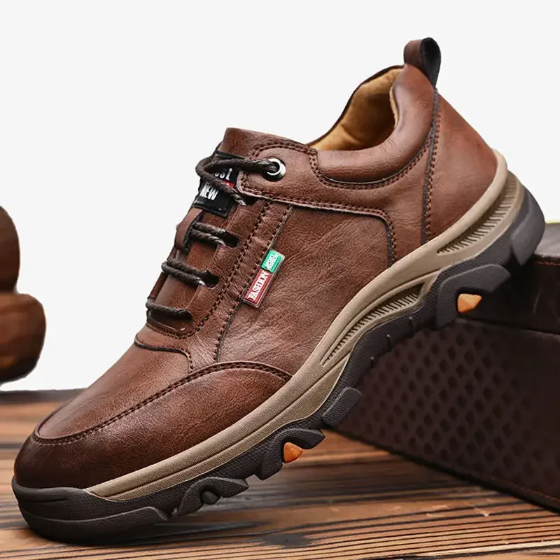 Non-slip Leather Men Hiking Shoes High Quality Man Casual Sneakers Comfortable Sport Shoes Breathable Retro Men Walking Sneakers