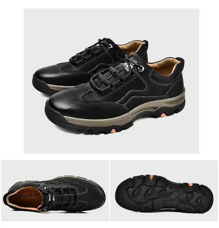 Non-slip Leather Men Hiking Shoes High Quality Man Casual Sneakers Comfortable Sport Shoes Breathable Retro Men Walking Sneakers