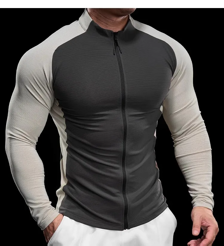 2024 New Men Sportswear Fitness Top Gym Jacket Quick-drying Breathable Slim Long-sleeved T-shirt Running Training Clothes Autumn