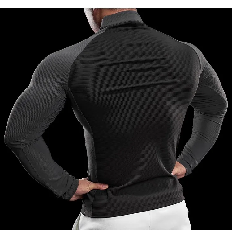 2024 New Men Sportswear Fitness Top Gym Jacket Quick-drying Breathable Slim Long-sleeved T-shirt Running Training Clothes Autumn