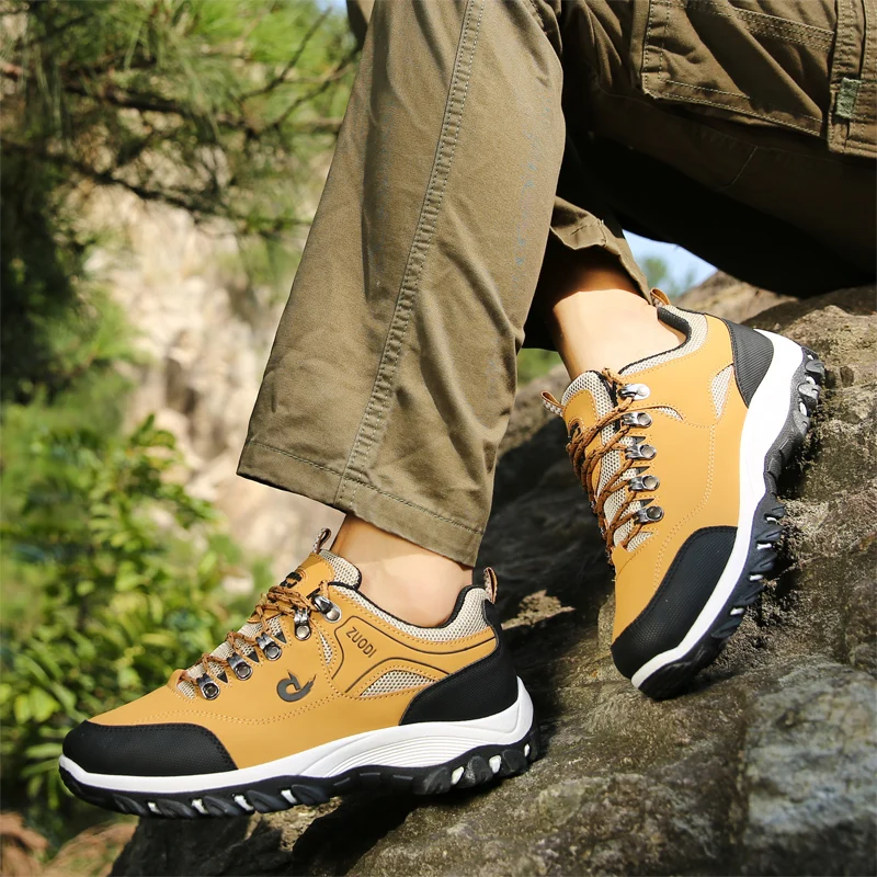 Autumn And Winter Models, Men's Waterproof Hiking Shoes, Outdoor PU Leather Sports Shoes, Wear-Resistant, Walking, Tactical