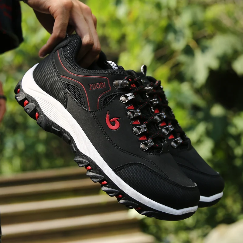Autumn And Winter Models, Men's Waterproof Hiking Shoes, Outdoor PU Leather Sports Shoes, Wear-Resistant, Walking, Tactical