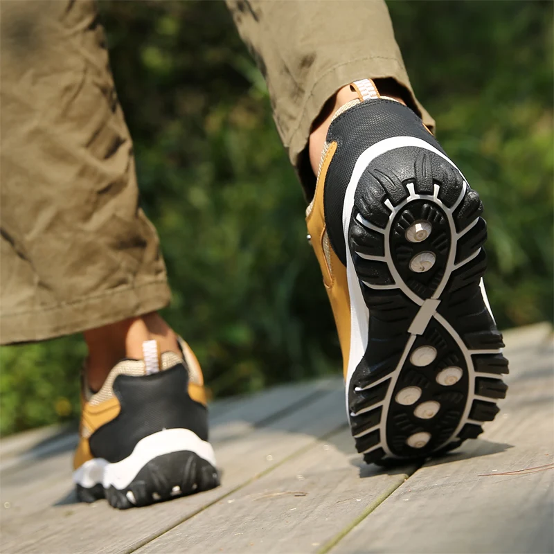 Autumn And Winter Models, Men's Waterproof Hiking Shoes, Outdoor PU Leather Sports Shoes, Wear-Resistant, Walking, Tactical