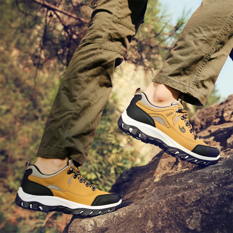 Autumn And Winter Models, Men's Waterproof Hiking Shoes, Outdoor PU Leather Sports Shoes, Wear-Resistant, Walking, Tactical