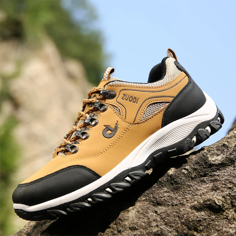 Autumn And Winter Models, Men's Waterproof Hiking Shoes, Outdoor PU Leather Sports Shoes, Wear-Resistant, Walking, Tactical