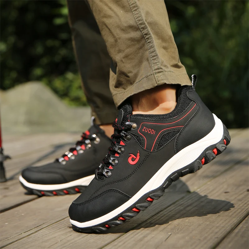 Autumn And Winter Models, Men's Waterproof Hiking Shoes, Outdoor PU Leather Sports Shoes, Wear-Resistant, Walking, Tactical