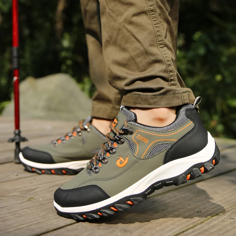 Autumn And Winter Models, Men's Waterproof Hiking Shoes, Outdoor PU Leather Sports Shoes, Wear-Resistant, Walking, Tactical