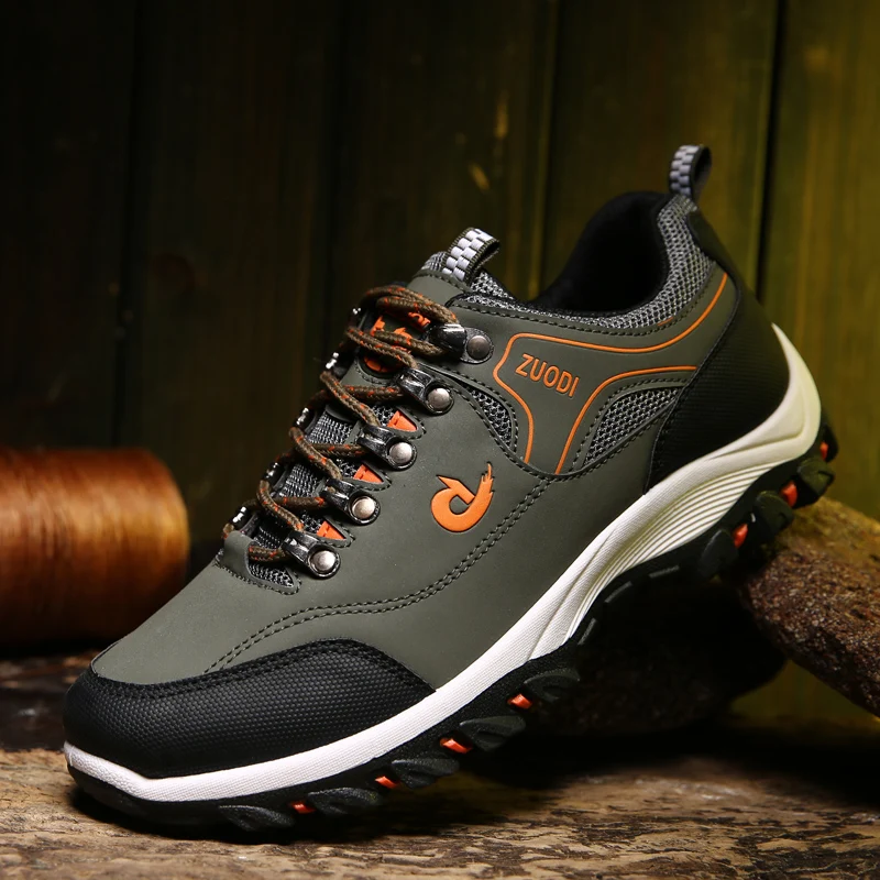 Autumn And Winter Models, Men's Waterproof Hiking Shoes, Outdoor PU Leather Sports Shoes, Wear-Resistant, Walking, Tactical