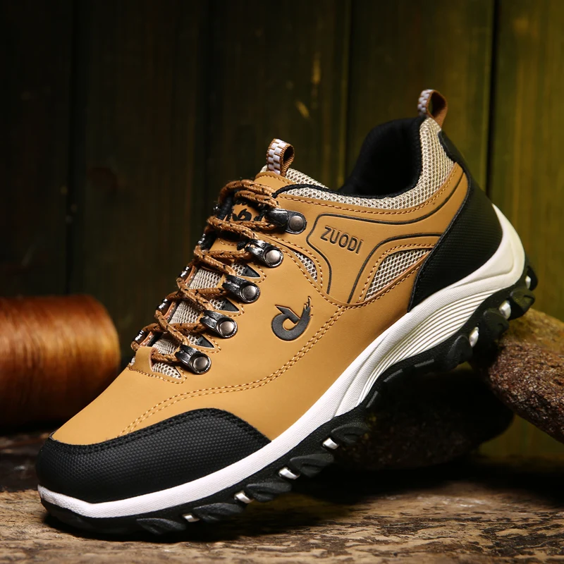 Autumn And Winter Models, Men's Waterproof Hiking Shoes, Outdoor PU Leather Sports Shoes, Wear-Resistant, Walking, Tactical