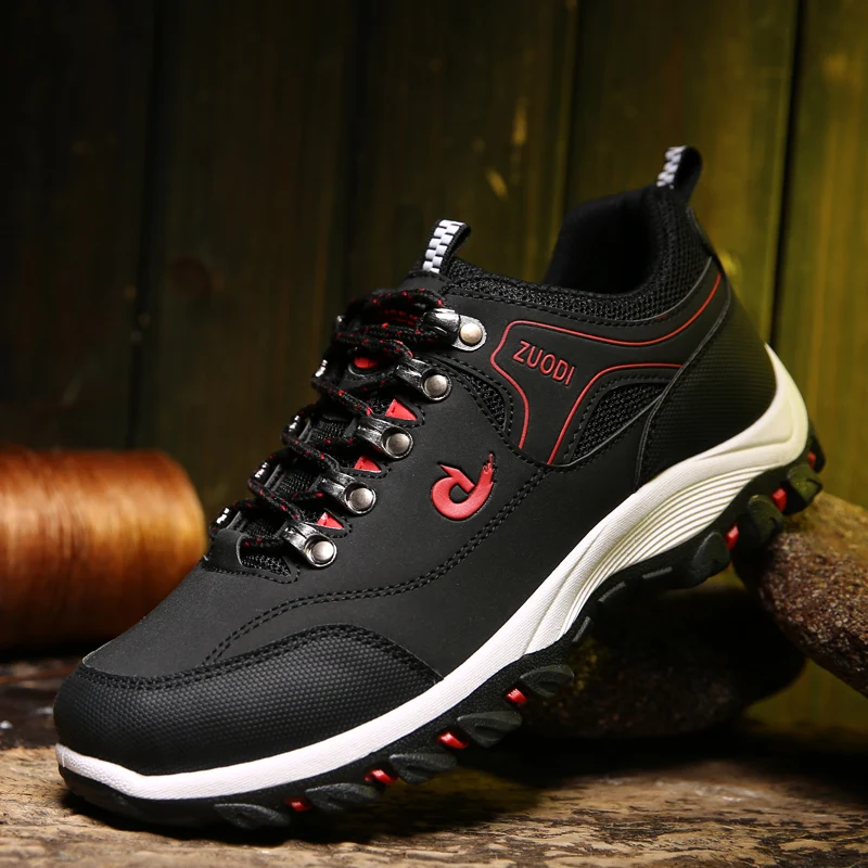 Autumn And Winter Models, Men's Waterproof Hiking Shoes, Outdoor PU Leather Sports Shoes, Wear-Resistant, Walking, Tactical