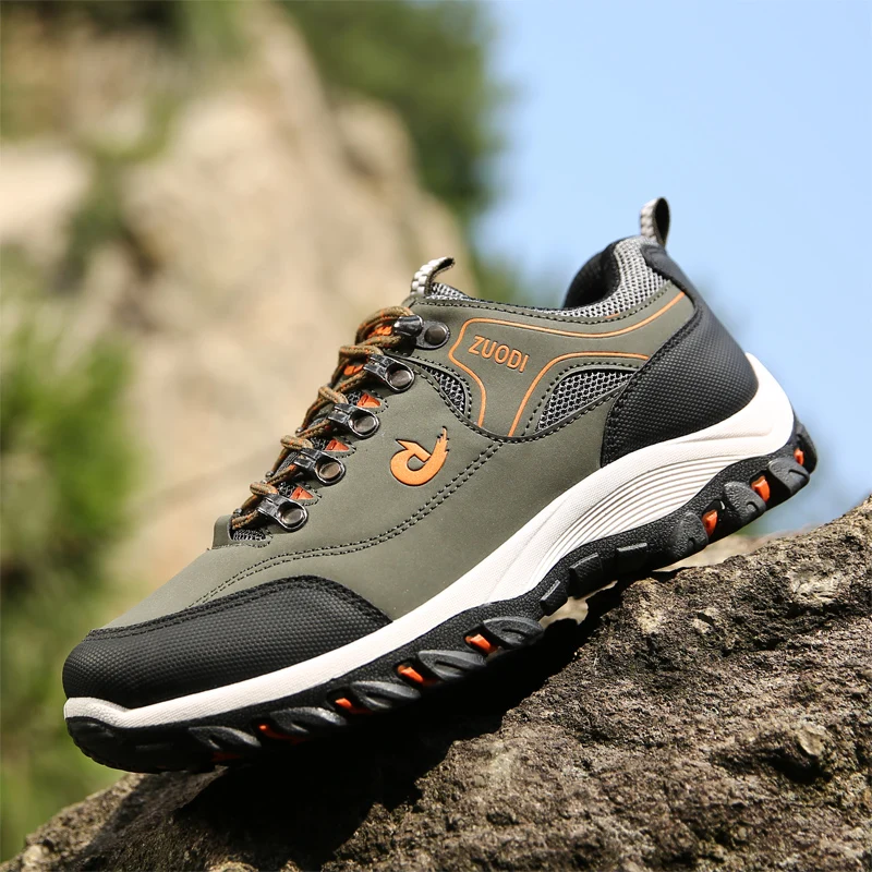 Autumn And Winter Models, Men's Waterproof Hiking Shoes, Outdoor PU Leather Sports Shoes, Wear-Resistant, Walking, Tactical