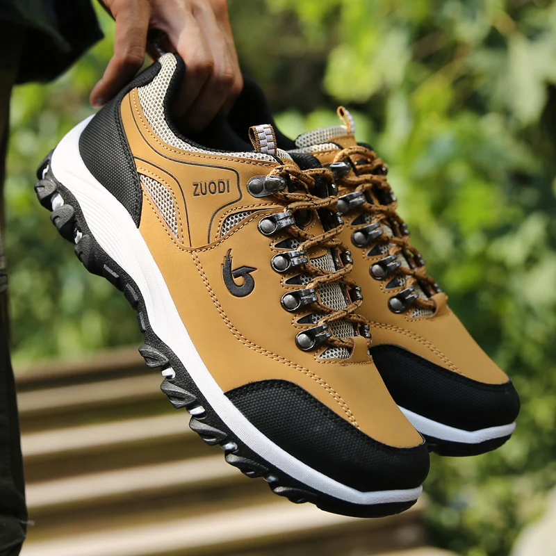 Autumn And Winter Models, Men's Waterproof Hiking Shoes, Outdoor PU Leather Sports Shoes, Wear-Resistant, Walking, Tactical