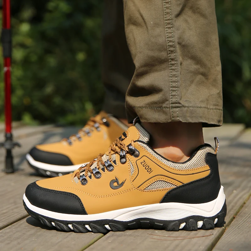 Autumn And Winter Models, Men's Waterproof Hiking Shoes, Outdoor PU Leather Sports Shoes, Wear-Resistant, Walking, Tactical