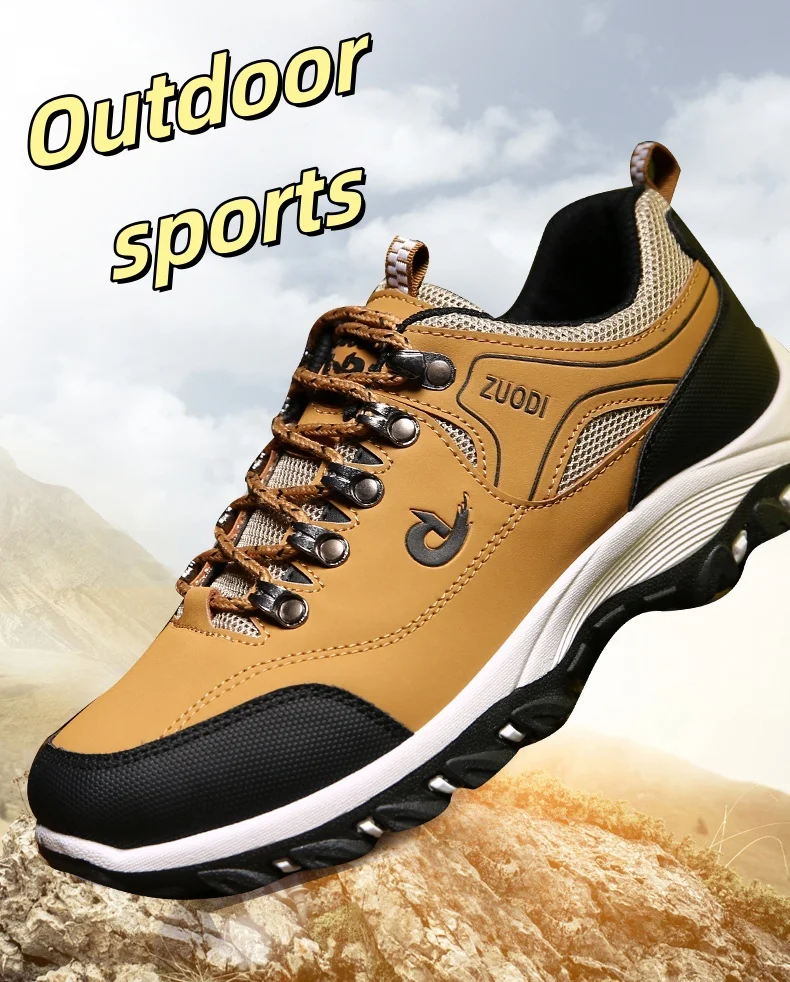 Autumn And Winter Models, Men's Waterproof Hiking Shoes, Outdoor PU Leather Sports Shoes, Wear-Resistant, Walking, Tactical