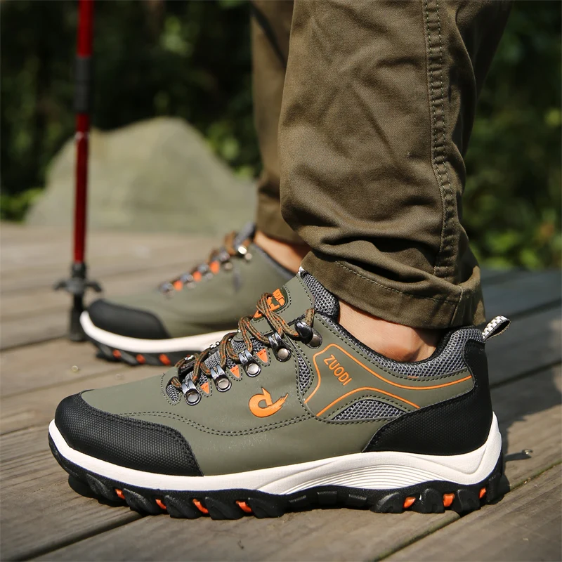 Autumn And Winter Models, Men's Waterproof Hiking Shoes, Outdoor PU Leather Sports Shoes, Wear-Resistant, Walking, Tactical