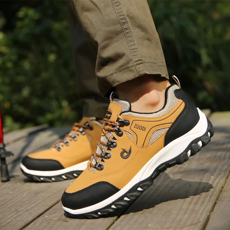 Autumn And Winter Models, Men's Waterproof Hiking Shoes, Outdoor PU Leather Sports Shoes, Wear-Resistant, Walking, Tactical