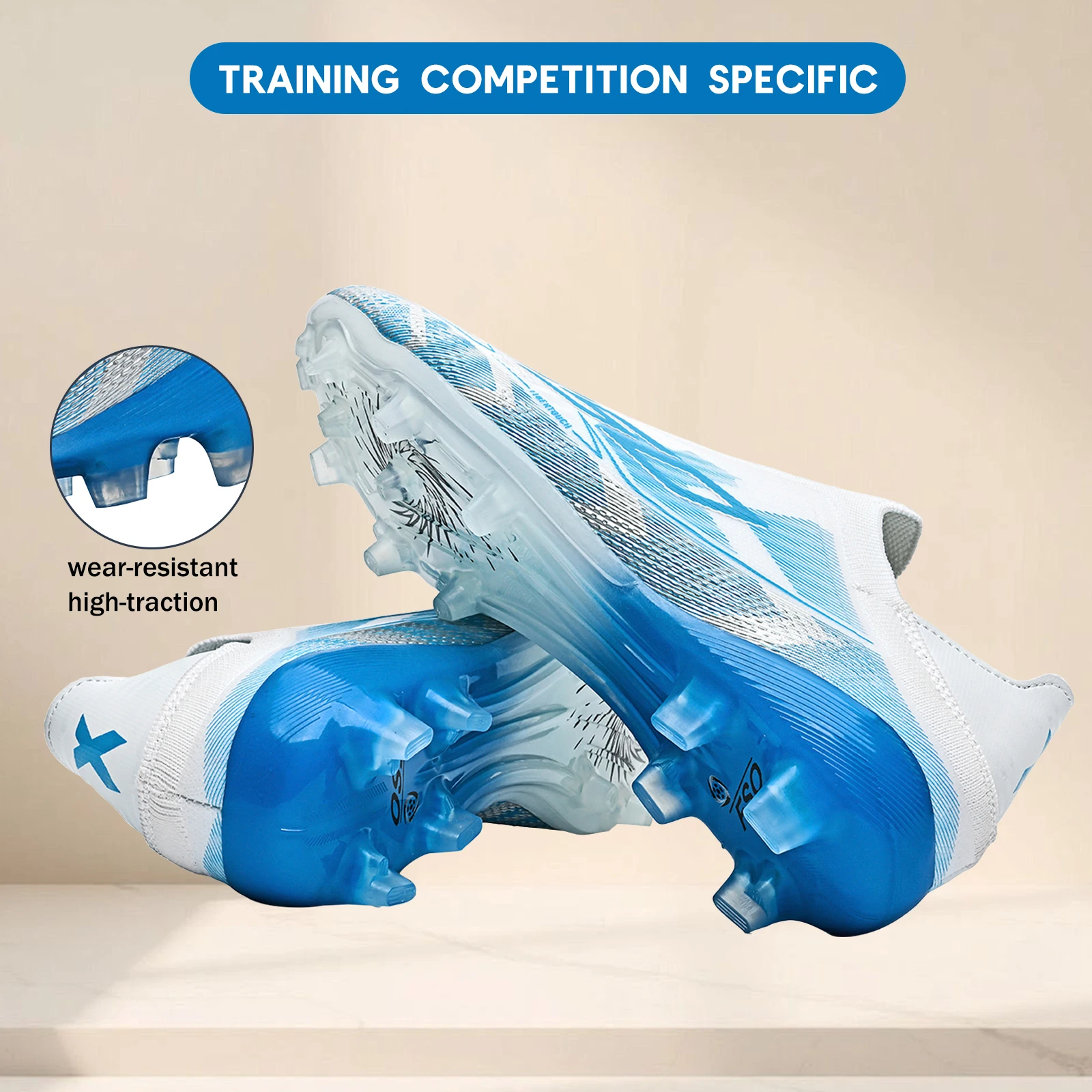 Upgraded Wear Resistant AG FG Football Shoes Skin-friendly PU Fabric Hard TPU Stud Stable Support Outdoor Natural Grass Sports