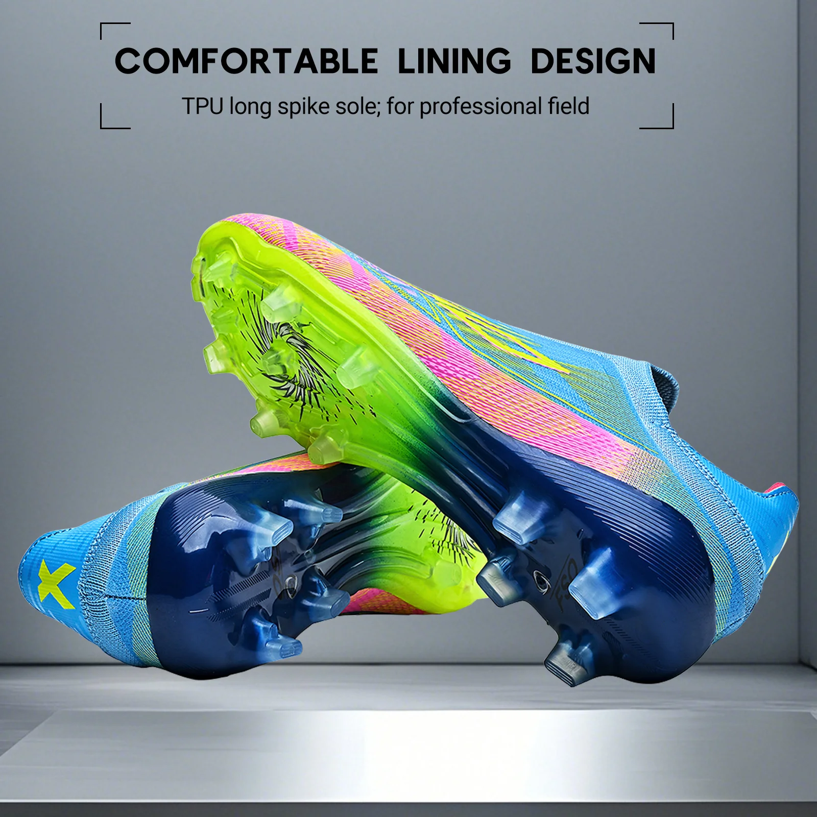 Upgraded Wear Resistant AG FG Football Shoes Skin-friendly PU Fabric Hard TPU Stud Stable Support Outdoor Natural Grass Sports