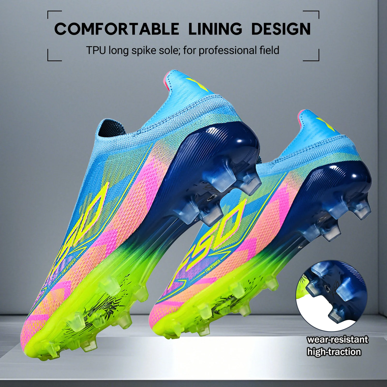 Upgraded Wear Resistant AG FG Football Shoes Skin-friendly PU Fabric Hard TPU Stud Stable Support Outdoor Natural Grass Sports