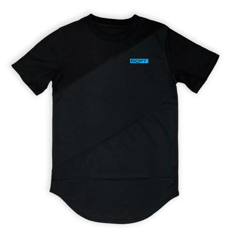 Men's Running Sport T-Shirt Breathable Summer Shirt Muscle Guys Fashion Cotton Patchwork Mesh Clothing Gym Bodybuilding Fitness