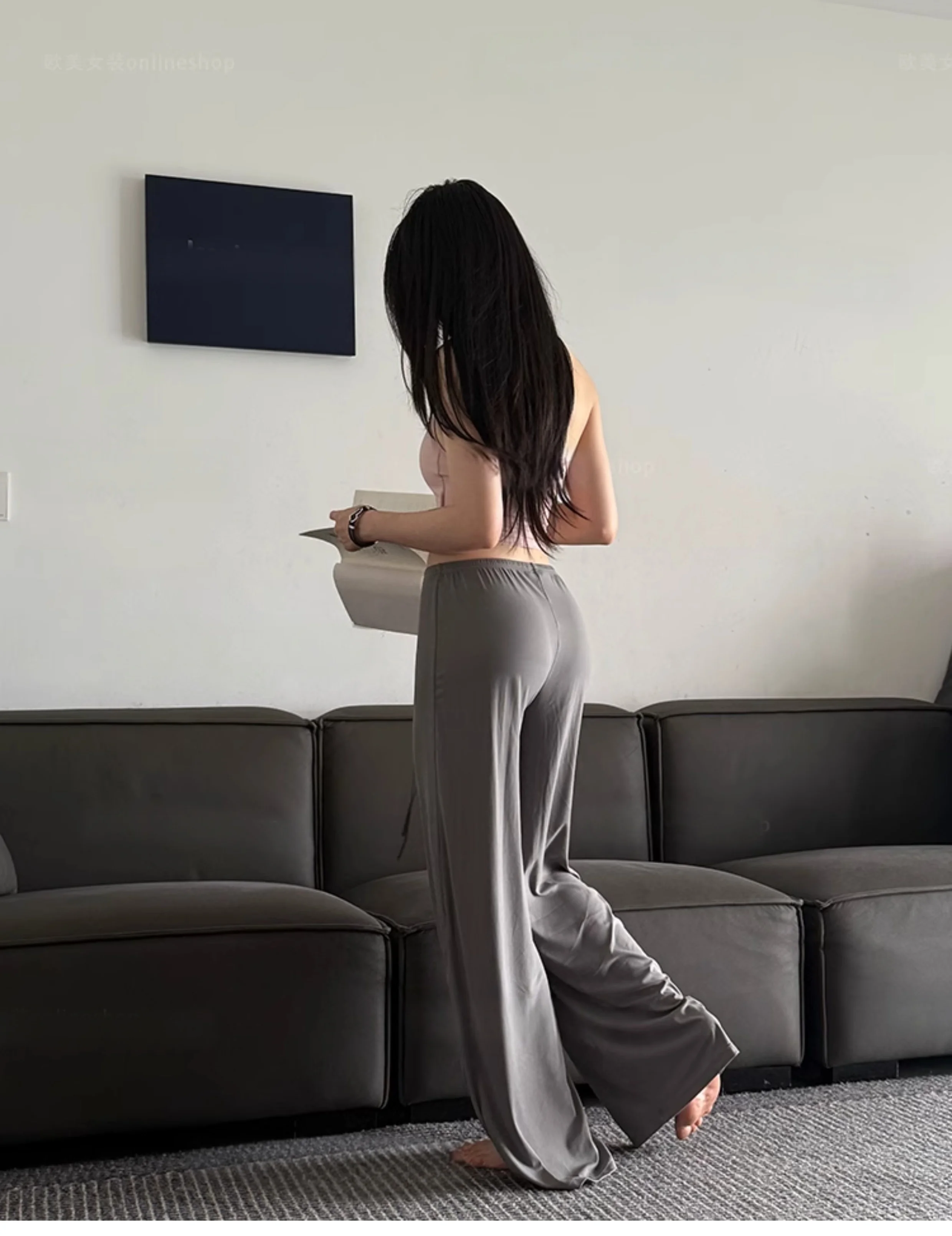 Ctenkevet-High Waist Wide-Leg Yoga Joggers for Women, Female Casual Tracksuit Bottoms, Straight Outdoor Baggy Sweatpants, Autumn