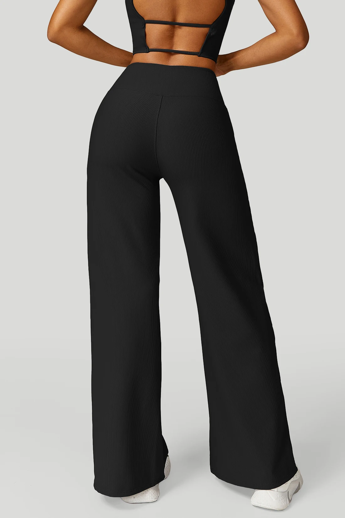 Women Wide-leg Yoga Pants High Waist Stretchy Solid Color Leggings Running Workout Casual Sports Straight-Leg Pants Femme