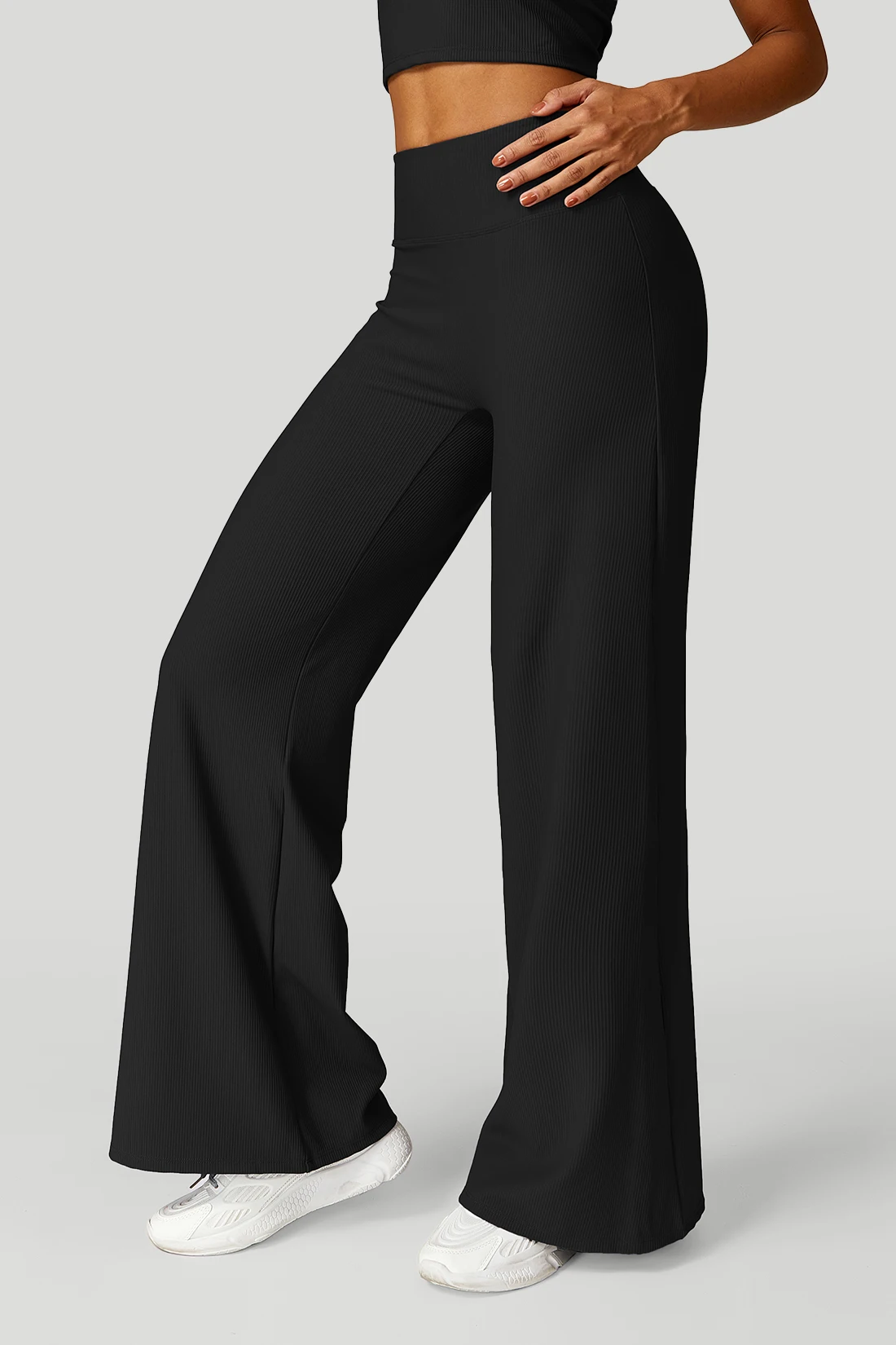 Women Wide-leg Yoga Pants High Waist Stretchy Solid Color Leggings Running Workout Casual Sports Straight-Leg Pants Femme