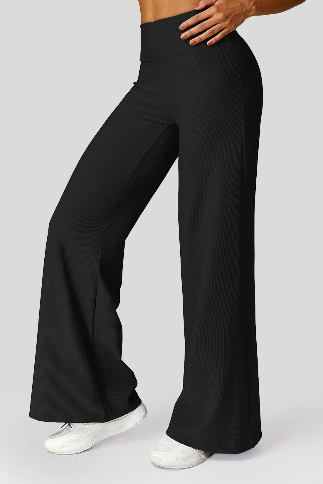 Women Wide-leg Yoga Pants High Waist Stretchy Solid Color Leggings Running Workout Casual Sports Straight-Leg Pants Femme