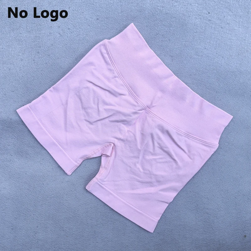 No Logo Sexy V Back Low Ribbed Waist Band Yoga Shorts Seamless Scrunch Bum Workout Gym Shorts Booty Hight Stretch Running Shorts