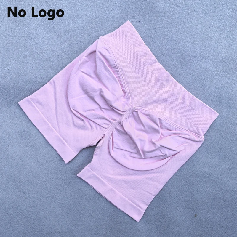 No Logo Sexy V Back Low Ribbed Waist Band Yoga Shorts Seamless Scrunch Bum Workout Gym Shorts Booty Hight Stretch Running Shorts