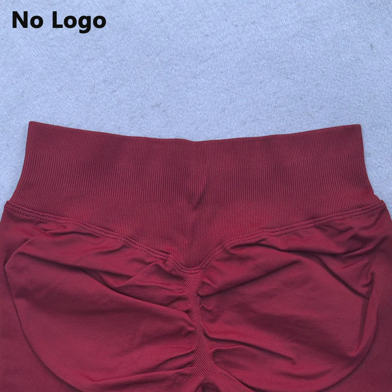 No Logo Sexy V Back Low Ribbed Waist Band Yoga Shorts Seamless Scrunch Bum Workout Gym Shorts Booty Hight Stretch Running Shorts