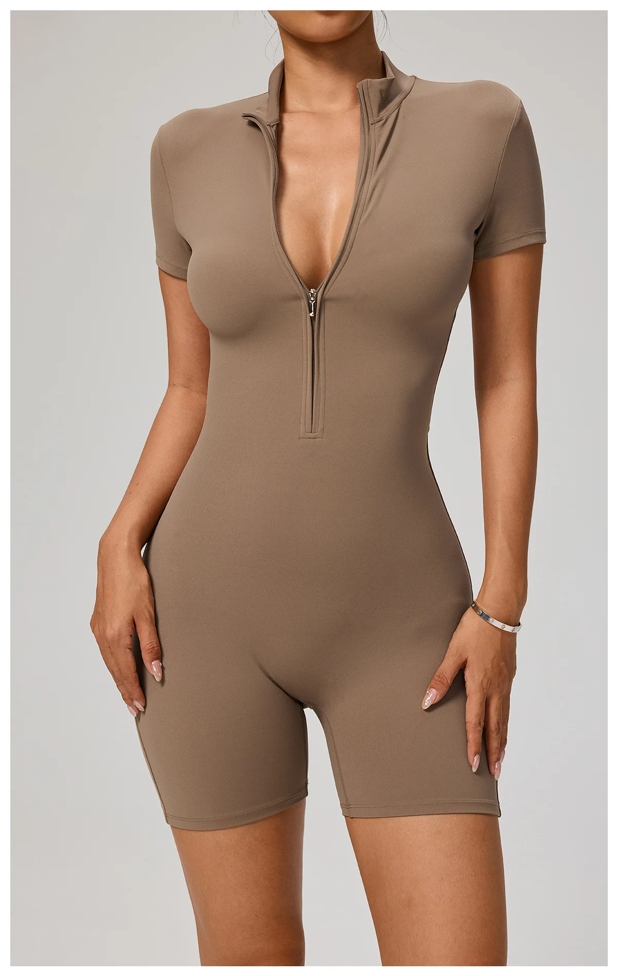 New Zipper Jumpsuit Women Short Sleeves Clothing Sportswear Woman Gym Yoga Sport Sets Nylon Workout Sets Women Tracksuit