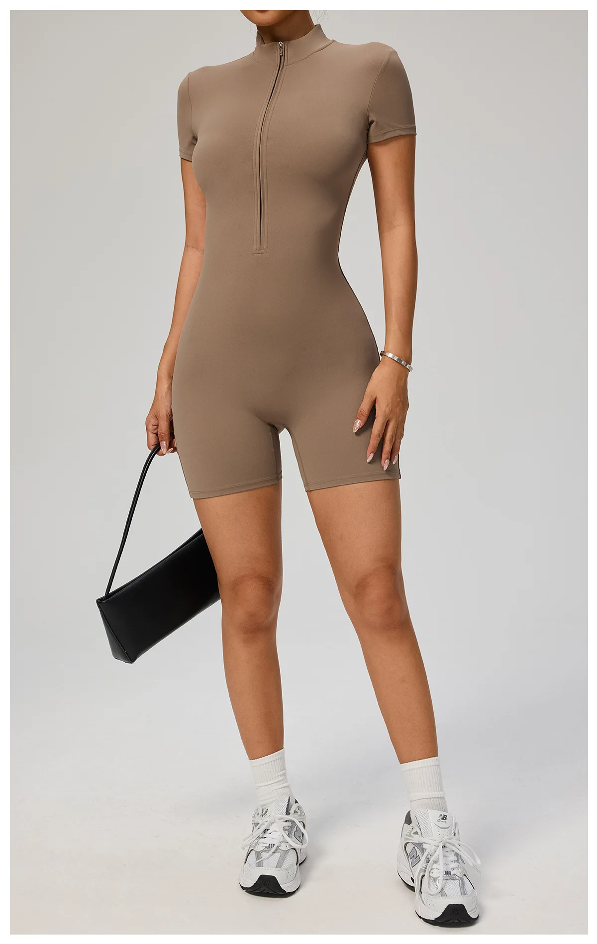 New Zipper Jumpsuit Women Short Sleeves Clothing Sportswear Woman Gym Yoga Sport Sets Nylon Workout Sets Women Tracksuit