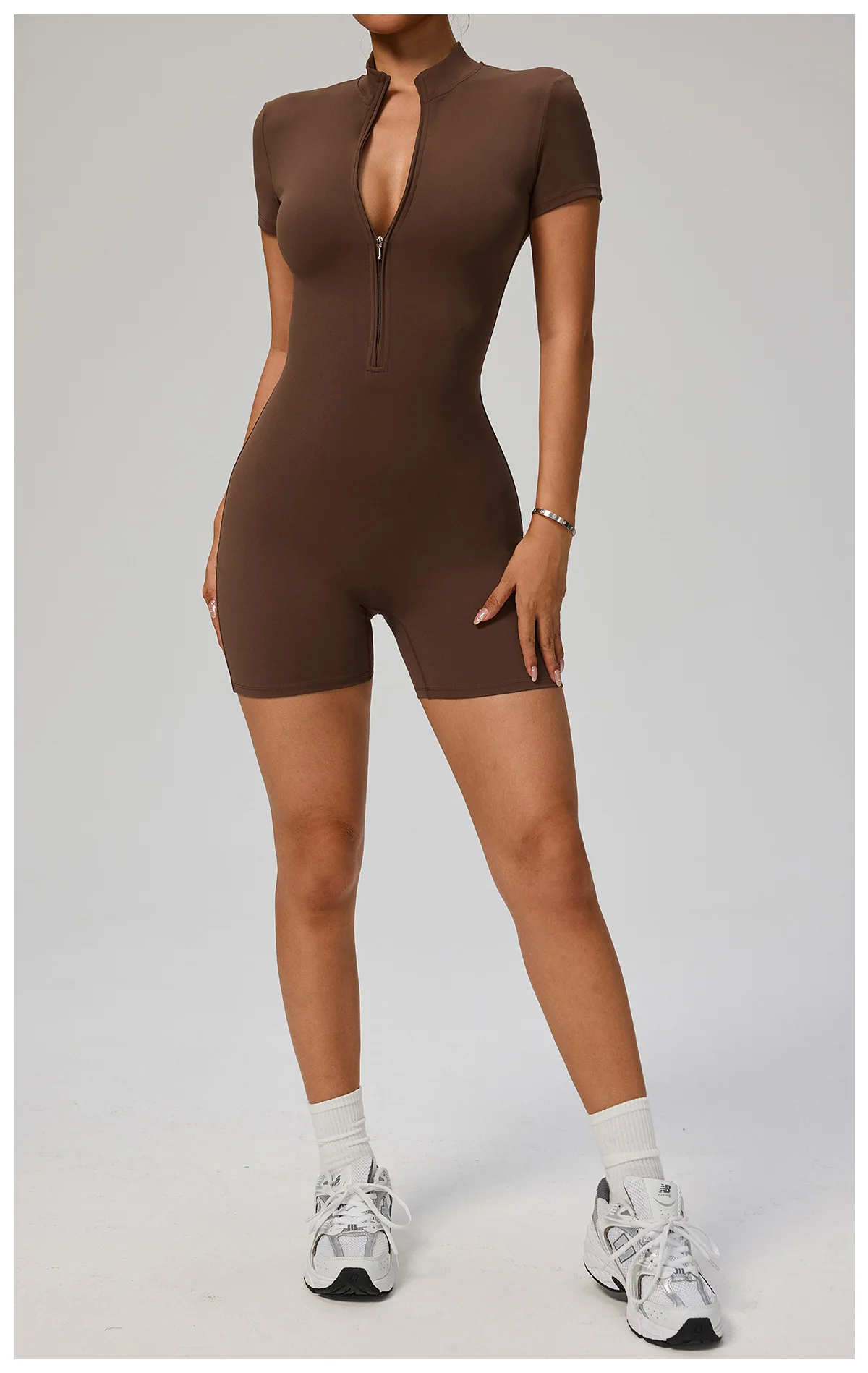 New Zipper Jumpsuit Women Short Sleeves Clothing Sportswear Woman Gym Yoga Sport Sets Nylon Workout Sets Women Tracksuit