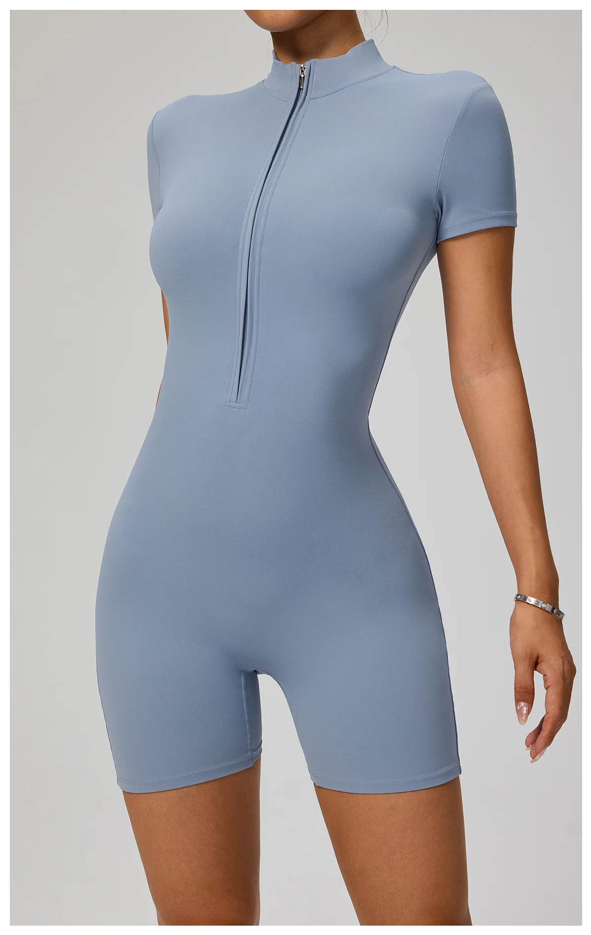 New Zipper Jumpsuit Women Short Sleeves Clothing Sportswear Woman Gym Yoga Sport Sets Nylon Workout Sets Women Tracksuit