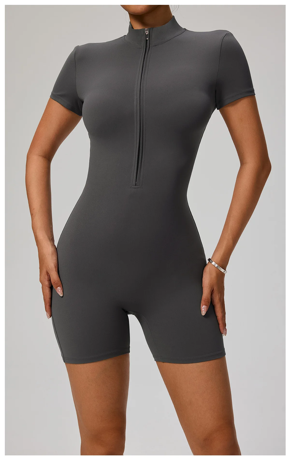 New Zipper Jumpsuit Women Short Sleeves Clothing Sportswear Woman Gym Yoga Sport Sets Nylon Workout Sets Women Tracksuit