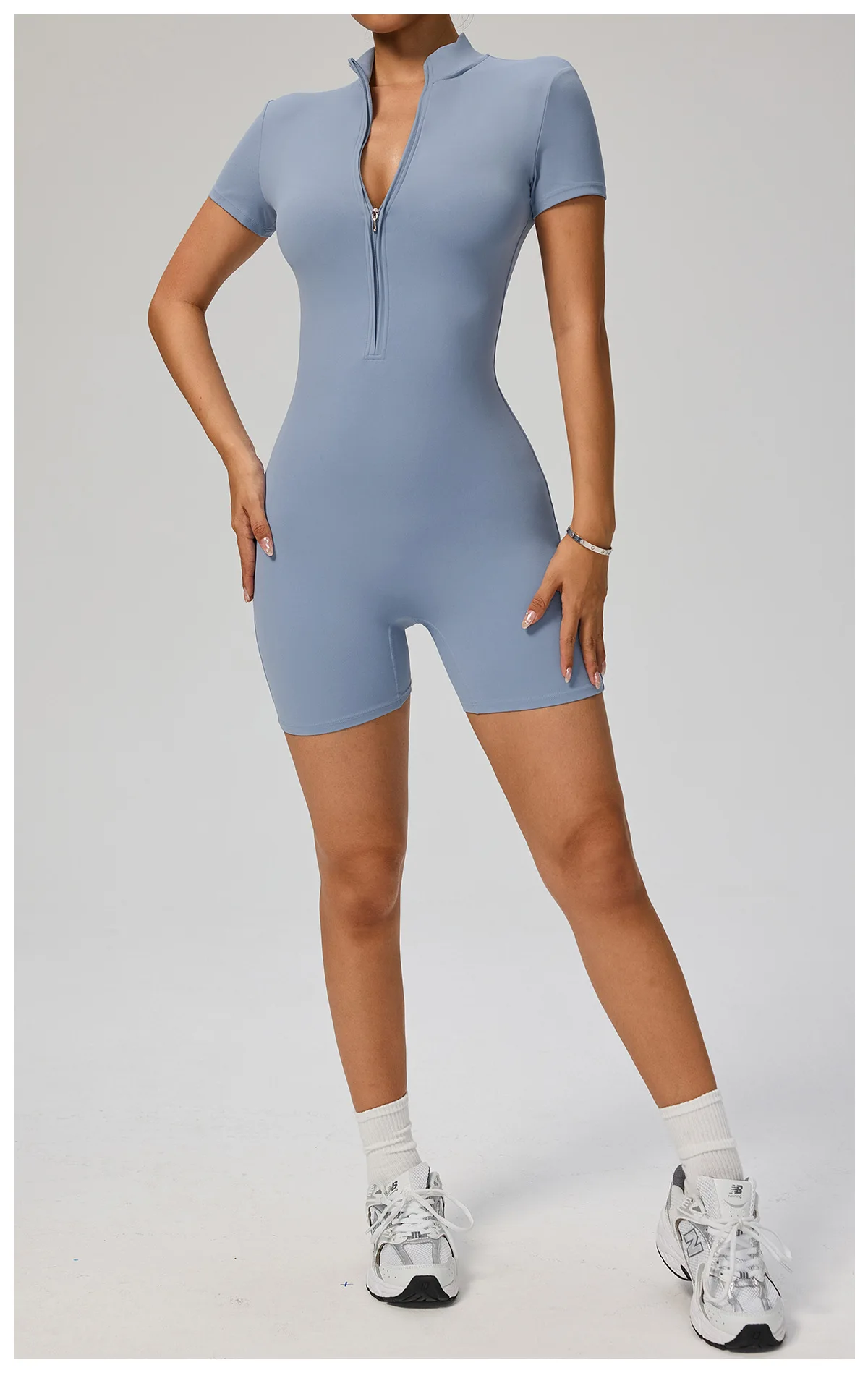 New Zipper Jumpsuit Women Short Sleeves Clothing Sportswear Woman Gym Yoga Sport Sets Nylon Workout Sets Women Tracksuit