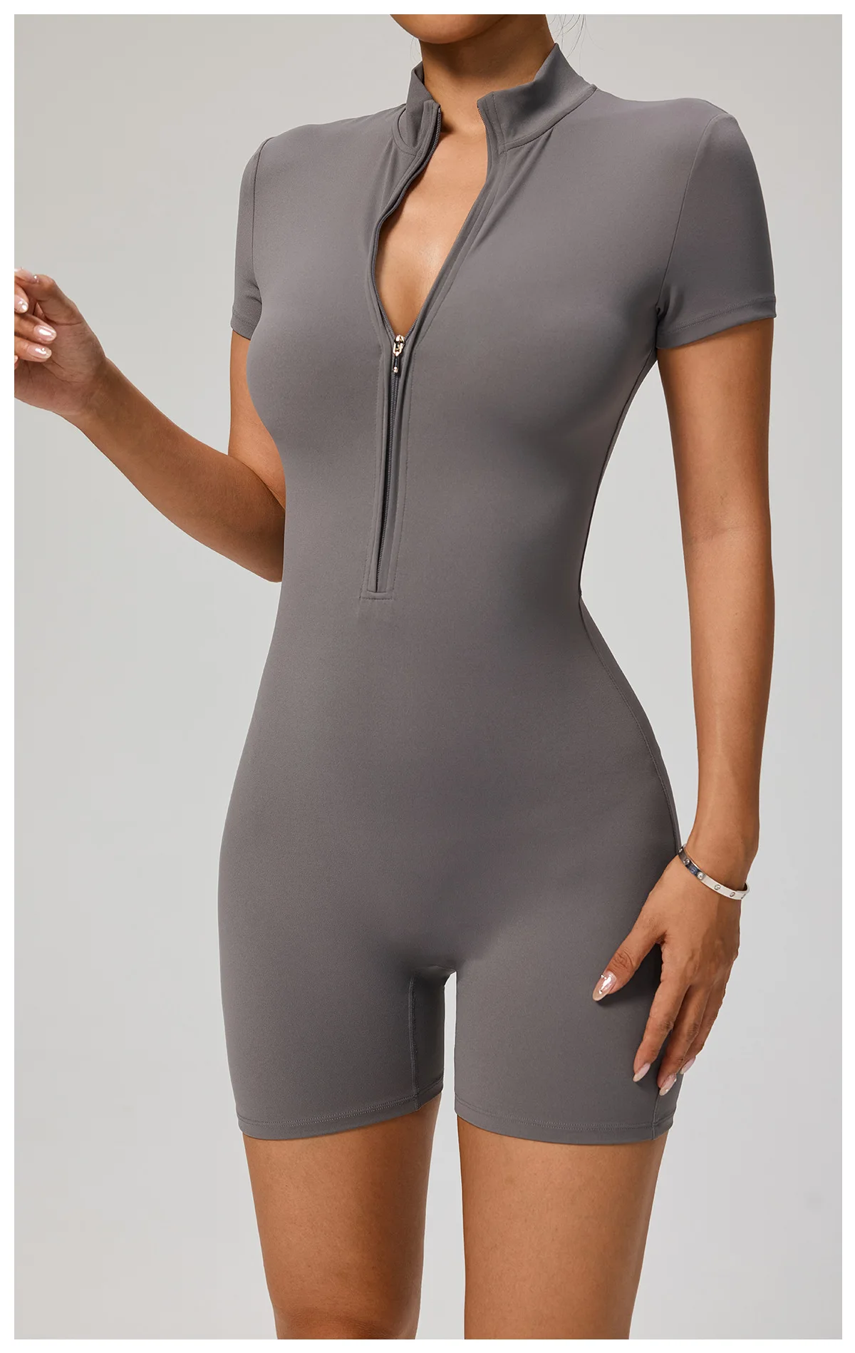 New Zipper Jumpsuit Women Short Sleeves Clothing Sportswear Woman Gym Yoga Sport Sets Nylon Workout Sets Women Tracksuit