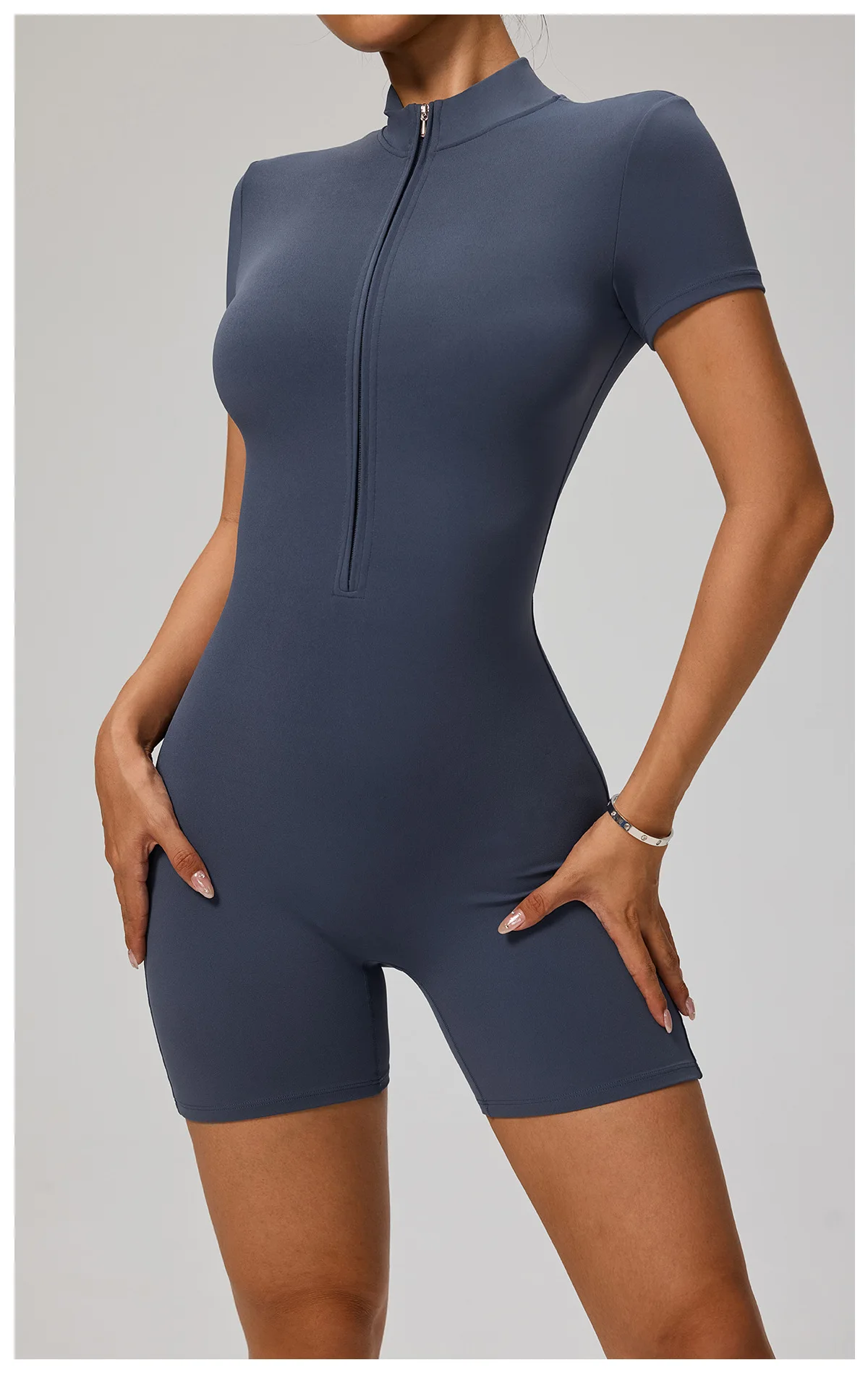 New Zipper Jumpsuit Women Short Sleeves Clothing Sportswear Woman Gym Yoga Sport Sets Nylon Workout Sets Women Tracksuit