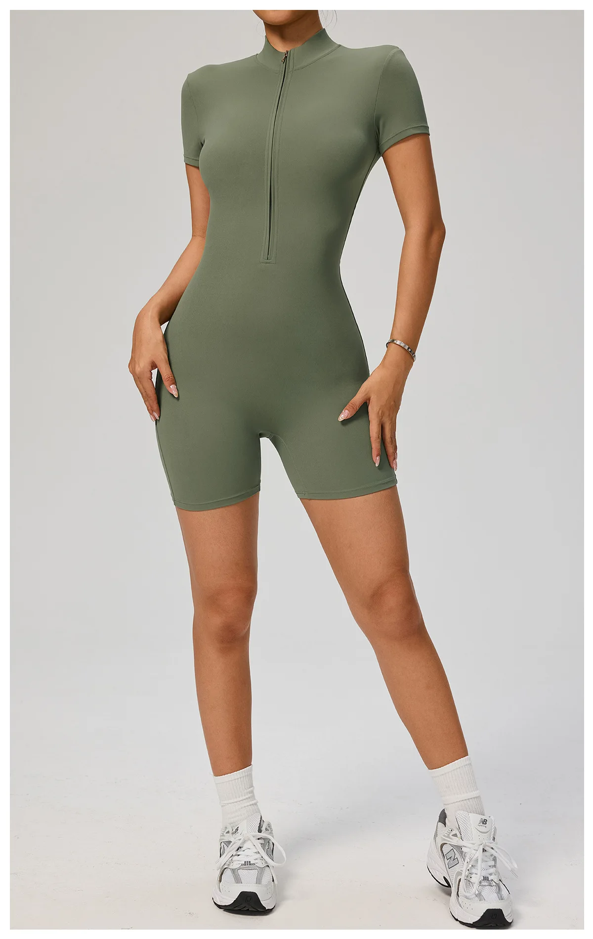 New Zipper Jumpsuit Women Short Sleeves Clothing Sportswear Woman Gym Yoga Sport Sets Nylon Workout Sets Women Tracksuit