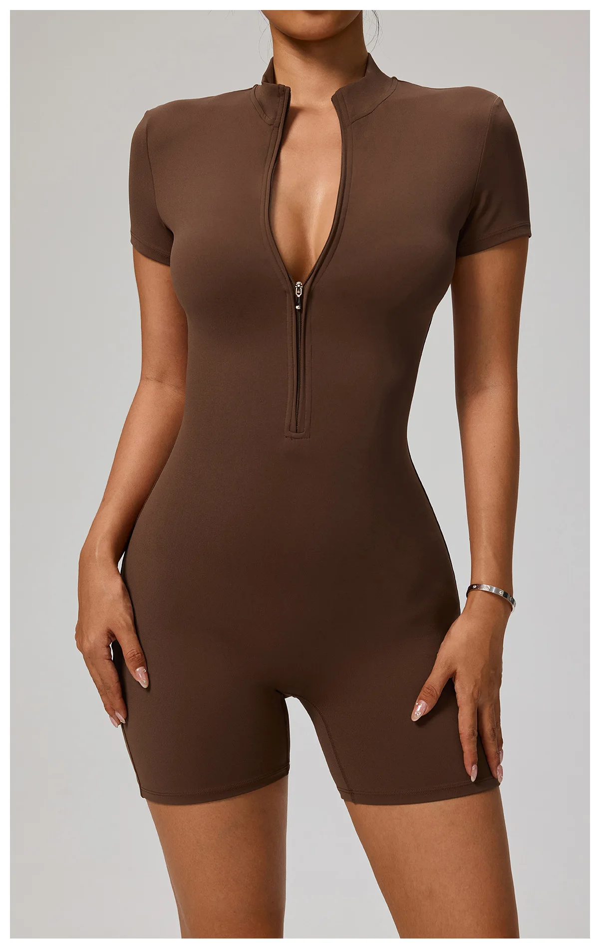 New Zipper Jumpsuit Women Short Sleeves Clothing Sportswear Woman Gym Yoga Sport Sets Nylon Workout Sets Women Tracksuit