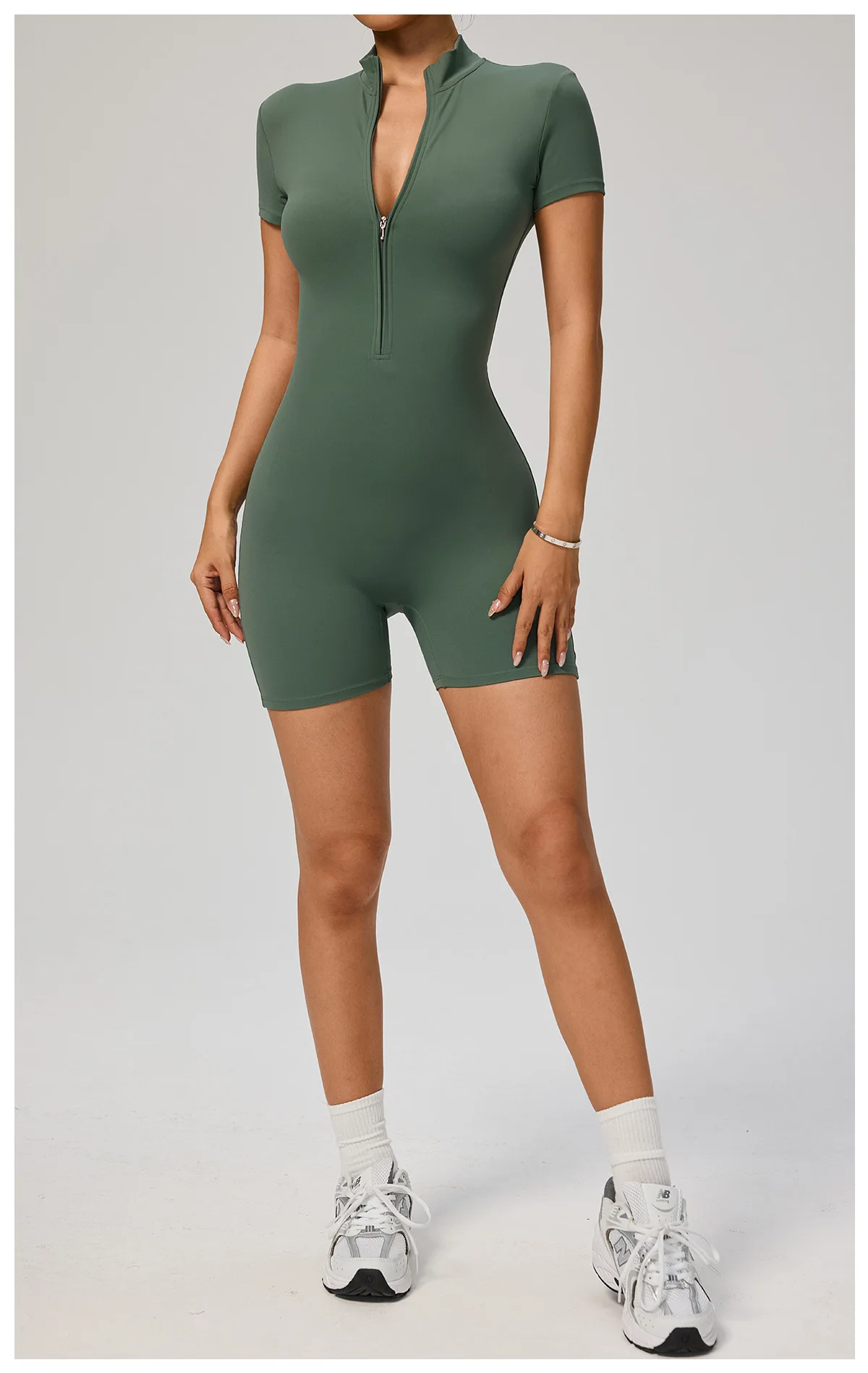 New Zipper Jumpsuit Women Short Sleeves Clothing Sportswear Woman Gym Yoga Sport Sets Nylon Workout Sets Women Tracksuit
