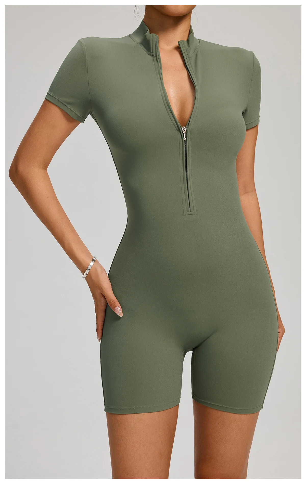 New Zipper Jumpsuit Women Short Sleeves Clothing Sportswear Woman Gym Yoga Sport Sets Nylon Workout Sets Women Tracksuit