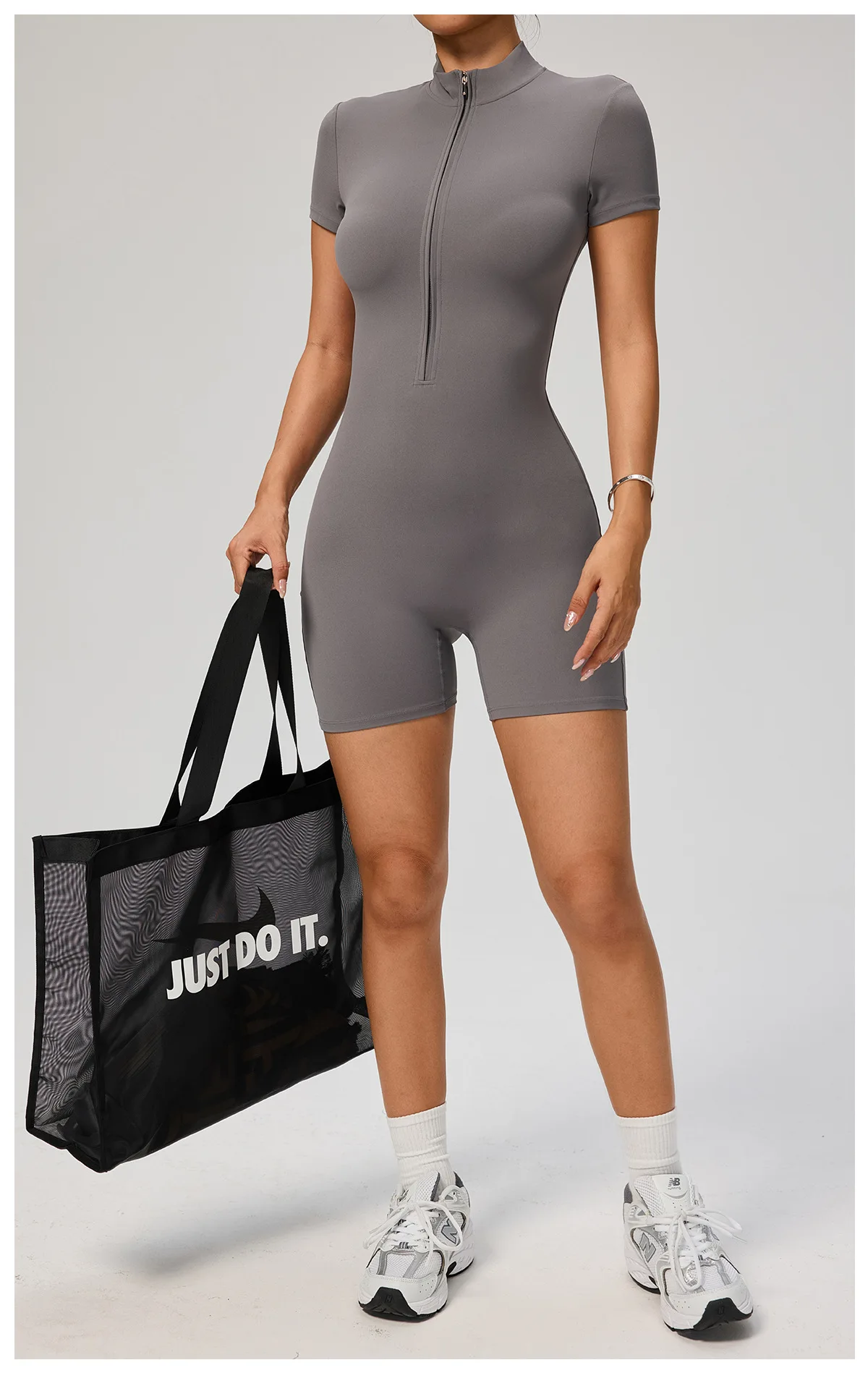 New Zipper Jumpsuit Women Short Sleeves Clothing Sportswear Woman Gym Yoga Sport Sets Nylon Workout Sets Women Tracksuit